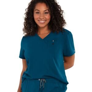 Koi Next Gen Ready To Work 1 Pocket Top Carribbean Blue Scrub